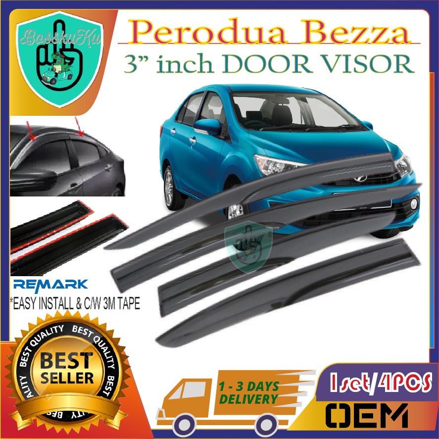 Perodua Bezza Door Visor Mugen Air Press 3 inch | Shopee Malaysia