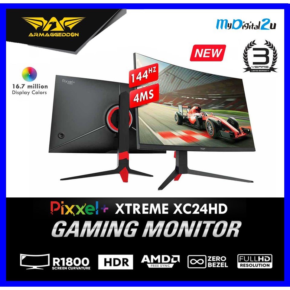 Armaggeddon Pixxel+ Xtreme XC24HD 144Hz Curve Gaming Monitor Shopee