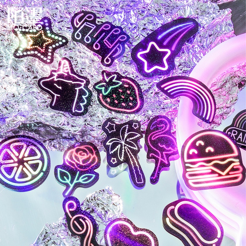 40 Pieces Fine Flashing PET Graffiti Sticker Pack Neon Night Series ...
