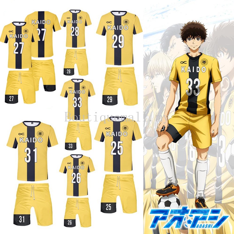 Anime ao ashi cosplay traje camisa de futebol esportiva ashito aoi eisaku  keiji uniforme yuma kanpei motoki jun marchs asari t - AliExpress
