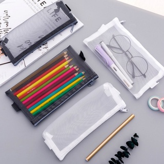 Simple Transparent Pencil Pouch With Zipper & Large Capacity For