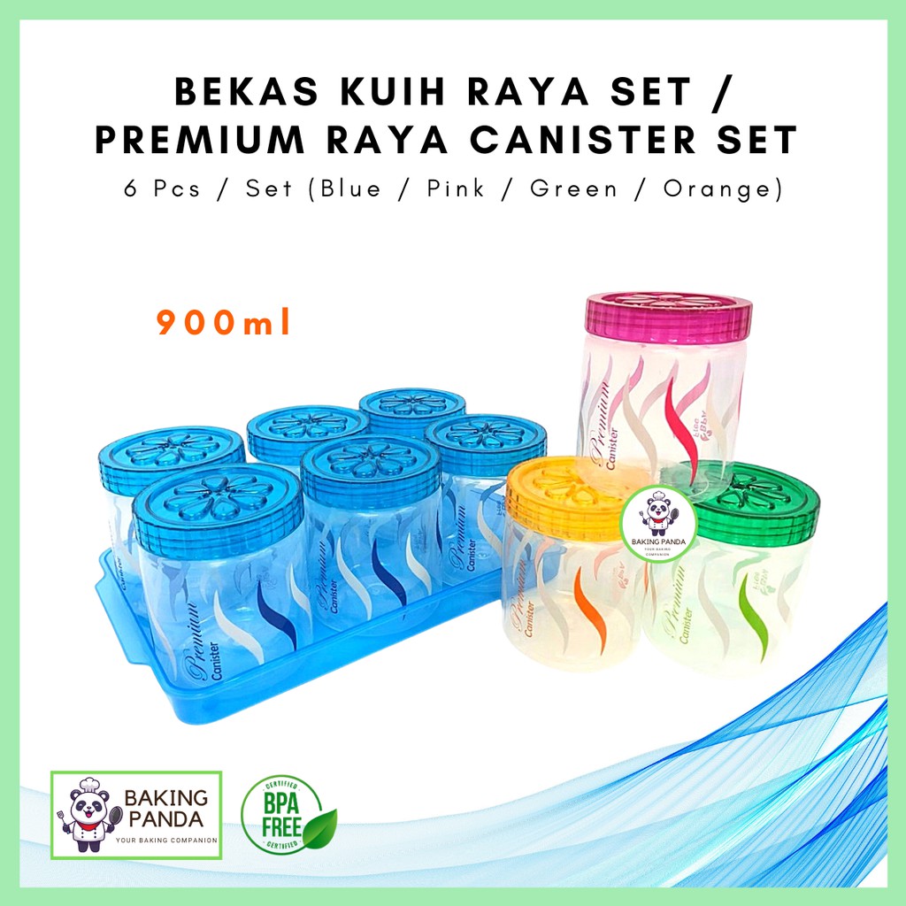 BakingPanda 6pcs Bekas Kuih Raya Set / Cookies Container Set / Bekas ...