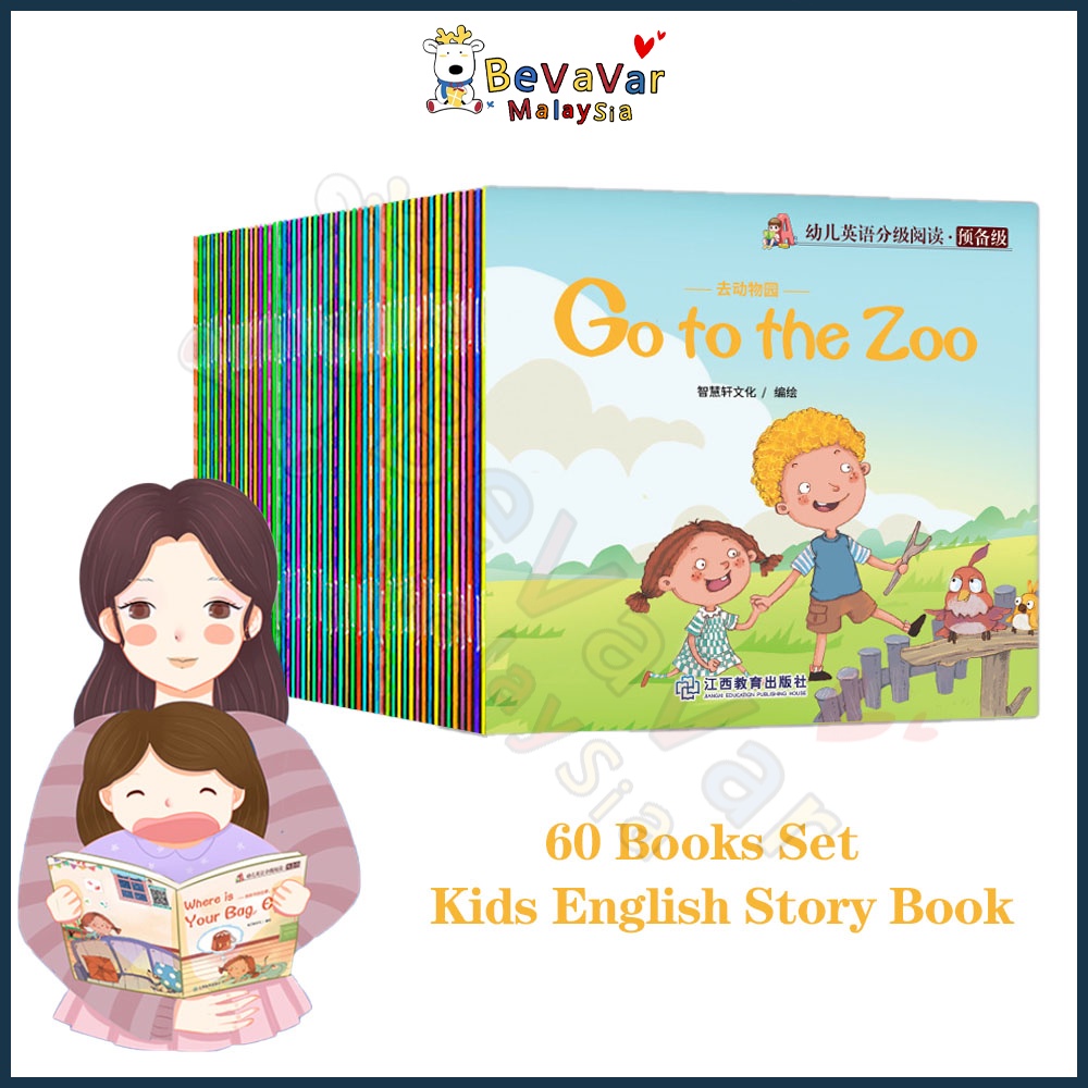 Bevavar 60Books/Set English Story Book Kids Early Learning Education ...