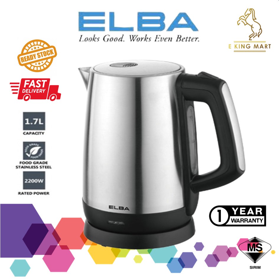 Elba Glass Led light 1.7 Liter Jug Kettle EJKE1723G(BK) / UK Imported