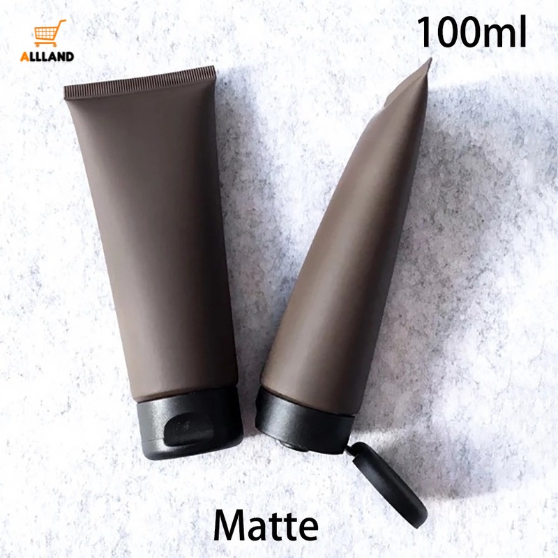 100ml Brown Refillable Clamshell Squeeze Tube Bottle/ Frosted Plastic ...
