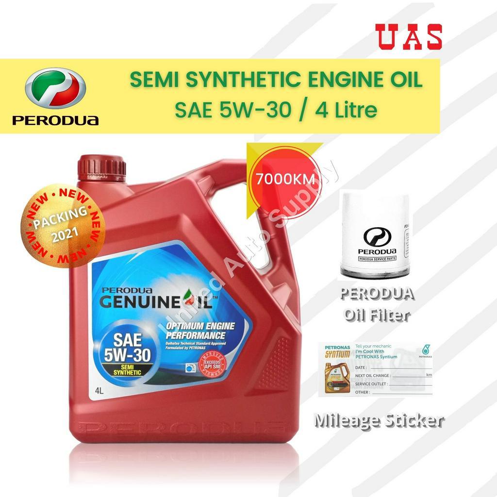 PERODUA 5W30 Semi Synthetic Engine Oil 4L With Oil Filter For MYVI Alza ...