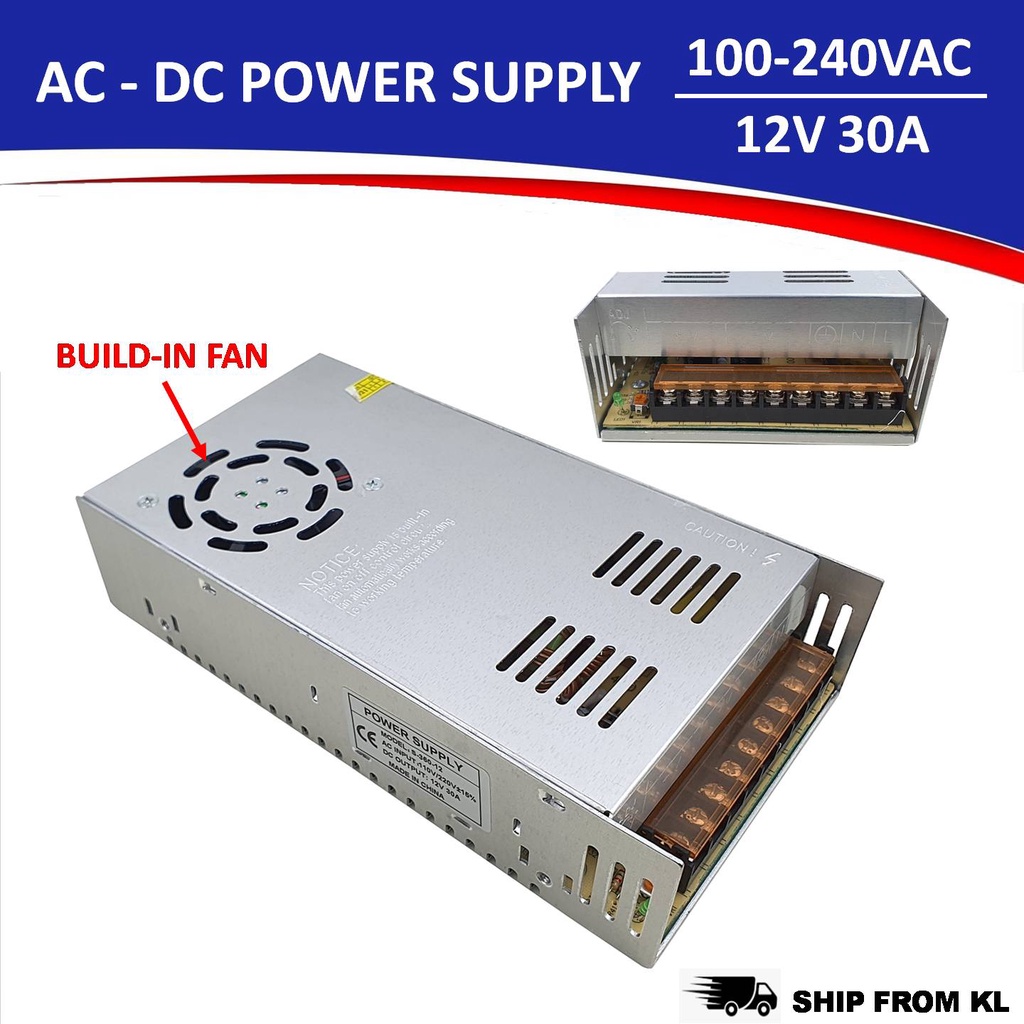 Professional Power Supply AC 110-220V To DC 12V 30A 360 Watt Transformer  Adapter Adaptor
