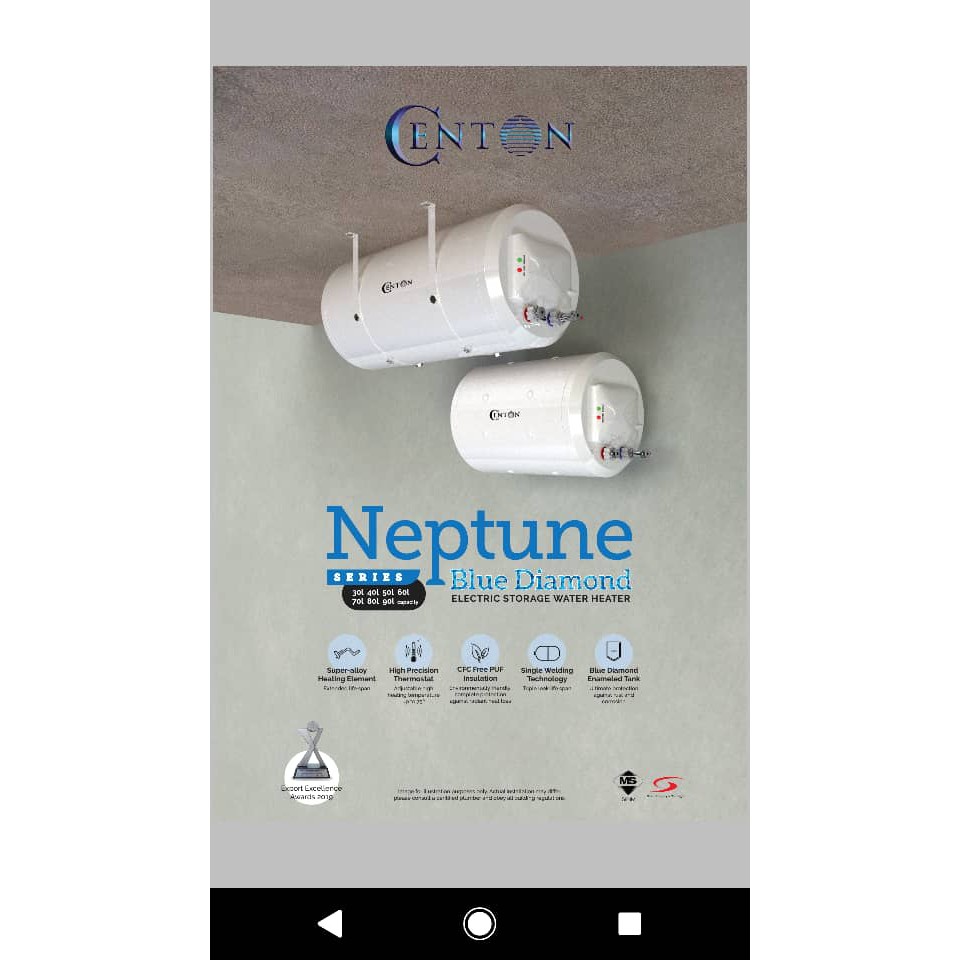 CENTON 30 Liters Multipoint Storage Water Heater - Neptune Series | Shopee  Malaysia