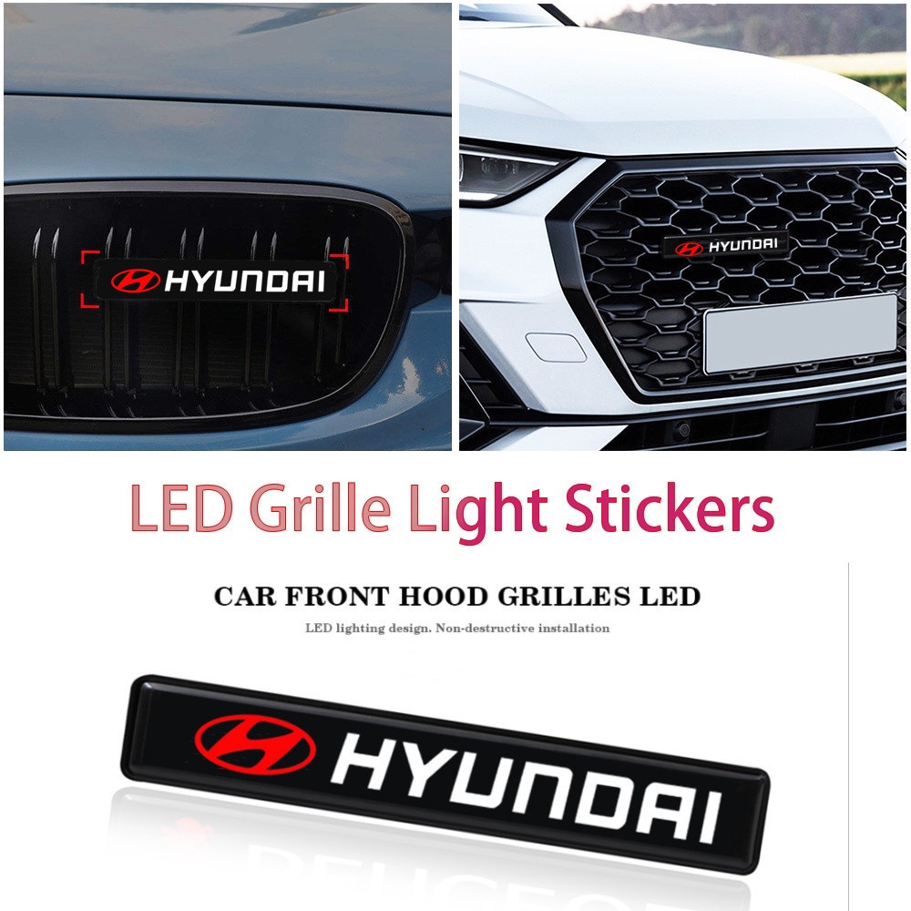 Hyundai Car Front Hood Grille Logo LED Logo Badge Decorative Light for ...