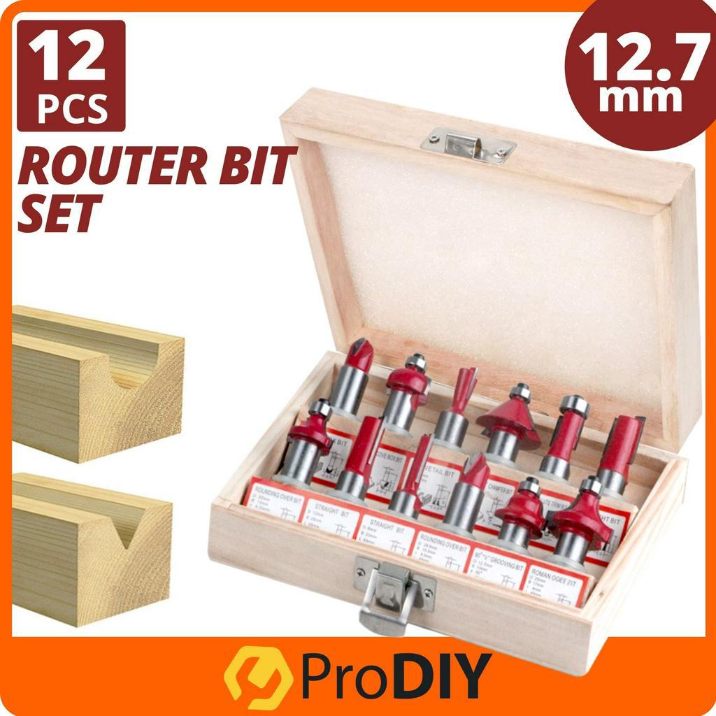12PCS 12.7mm Router Bit Set Wood Carving Wood Trimmer Accessories ...