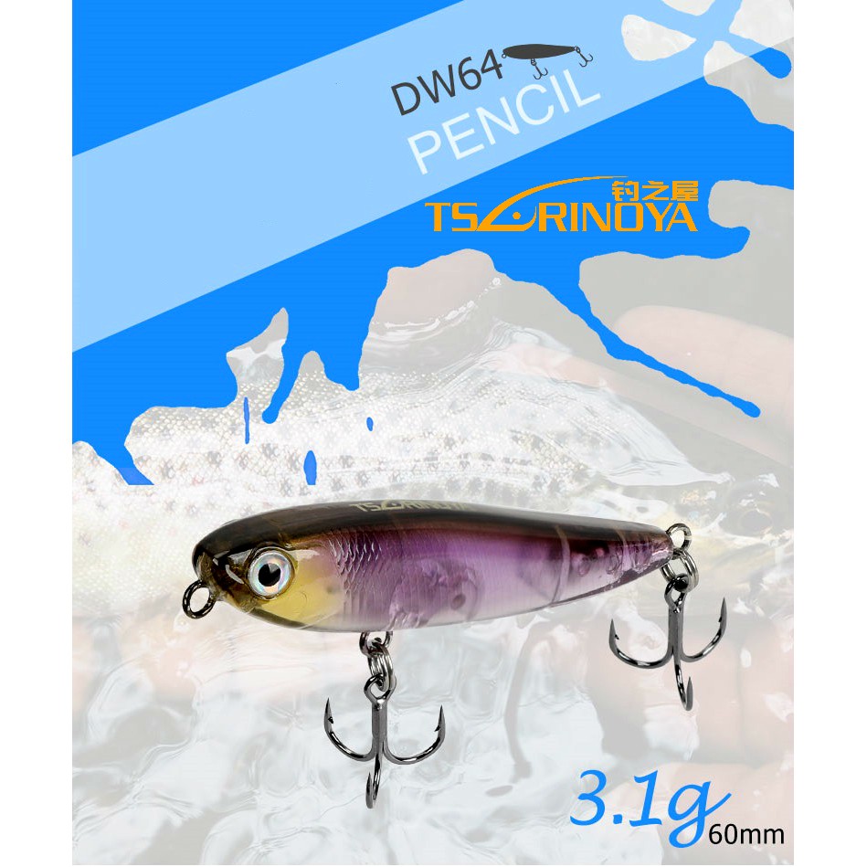 Tsurinoya DW64 Mini Floating Pencil 60mm/3.1G ZIG ZAG Action Ultralight