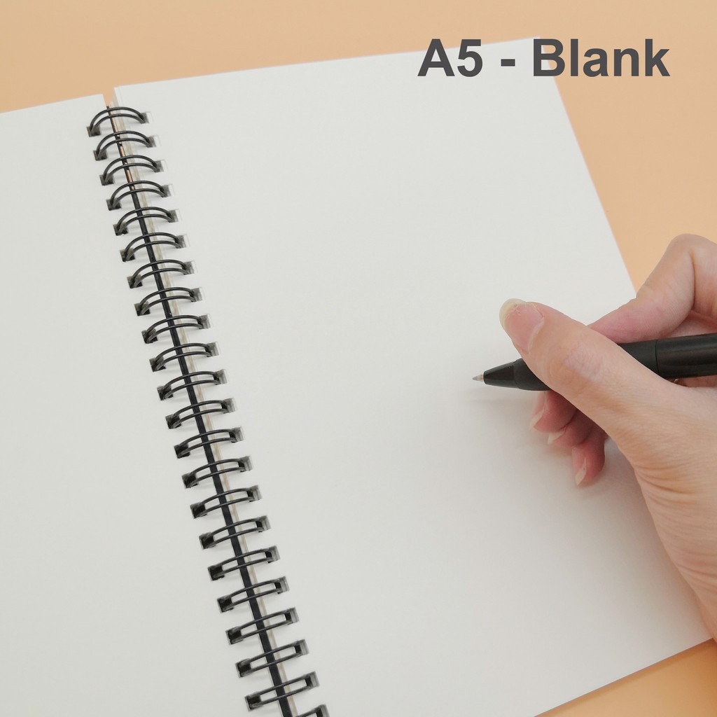 Buku Nota Hitam 100&200pages Black Notebook Saiz A4 A5 A6 Spiral Wire O ...