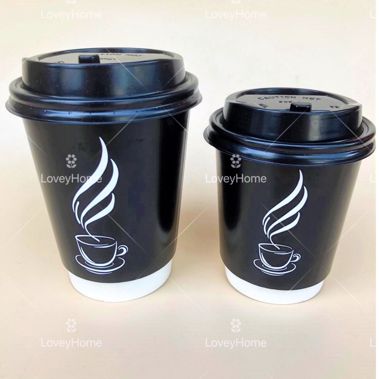 100pcs Double Wall Paper Cup Disposable Drinking Coffee Cup Hot Drinks ...