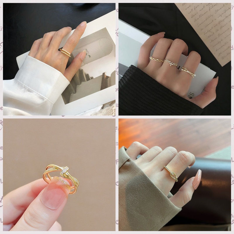 cincin perempuan wanita emas korea adjustable gold ring for women ...