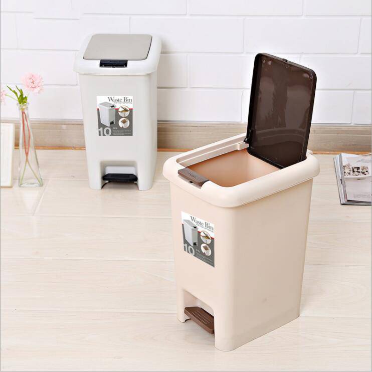 Plastic Pressing Type Trash Can Bucket Large Size Square Waste Bins