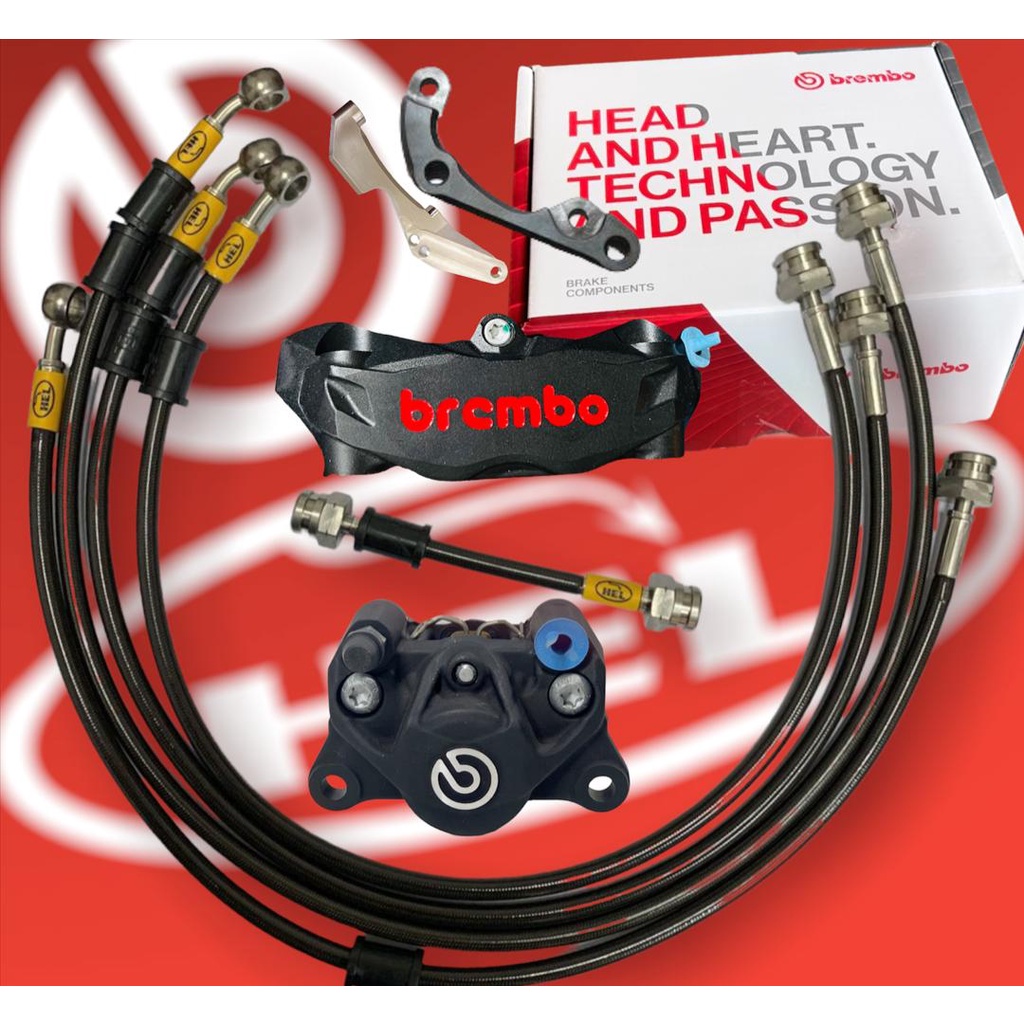 Full Set Brembo Yamaha Xmax Front M3 Black Red Logo Rear P34 Matt 4Pot