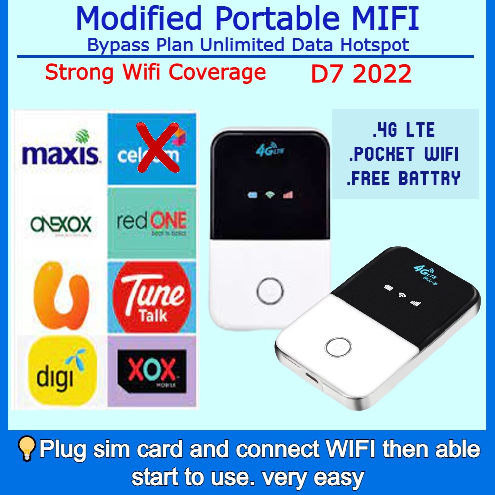 [RayaOFFER] Modified Unlimited D6/D7 4G LTE pocket WiFi router Portable