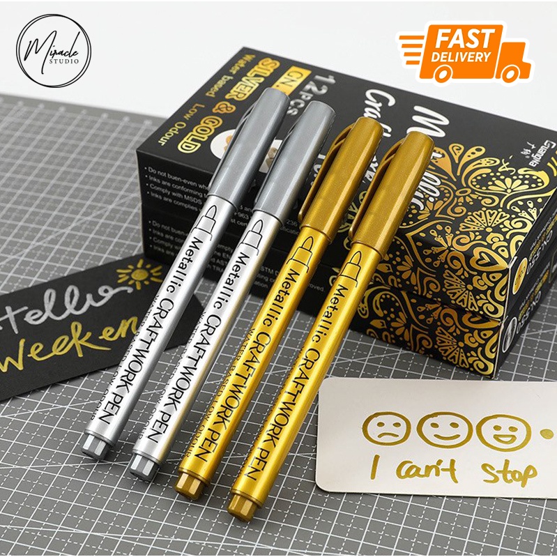 MYARTOOL Metallic Marker Pens, Gold Metallic Permanent Markers for Artist  Illustration, Crafts, Gift Card Making, Scrapbooking, Fabric, DIY Photo  Album, Value Set of 8
