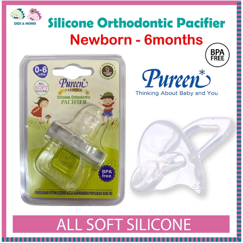 PUREEN Silicone Orthodontic Pacifier Thumb Shape Puting Kosong Bayi 0 ...