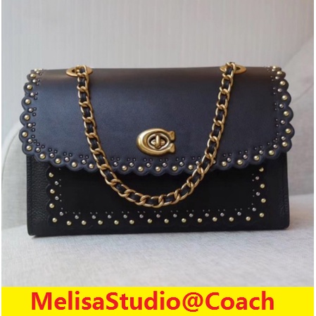 Coach 76530 Parker stitching rivet chain bag shoulder Shopee