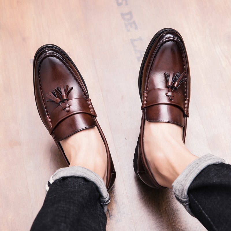 Brown leather shoes Kasut kulit lelaki dress shoes business tassel ...