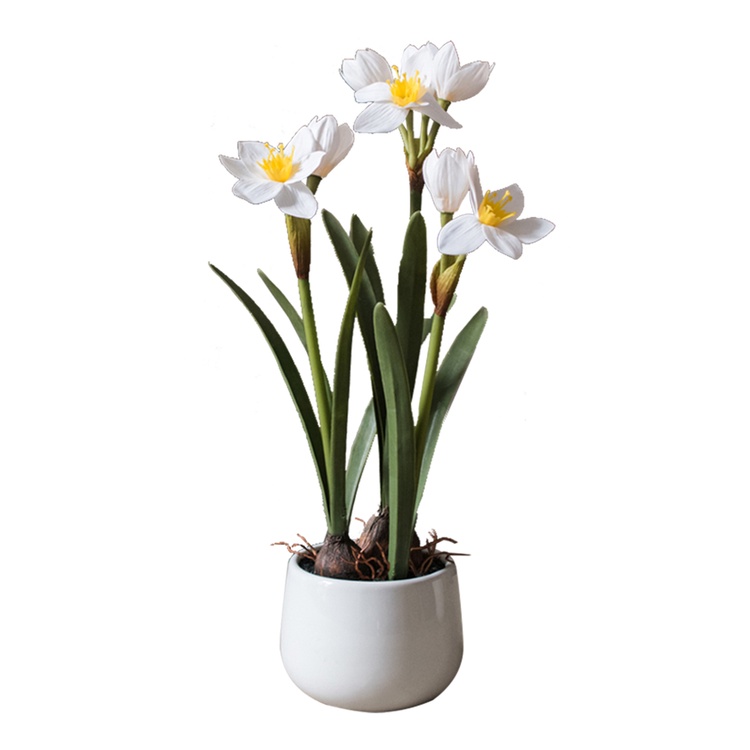 Juhan Simulation Narcissus Bonsai Potted Floriculture Greenery and Fake ...