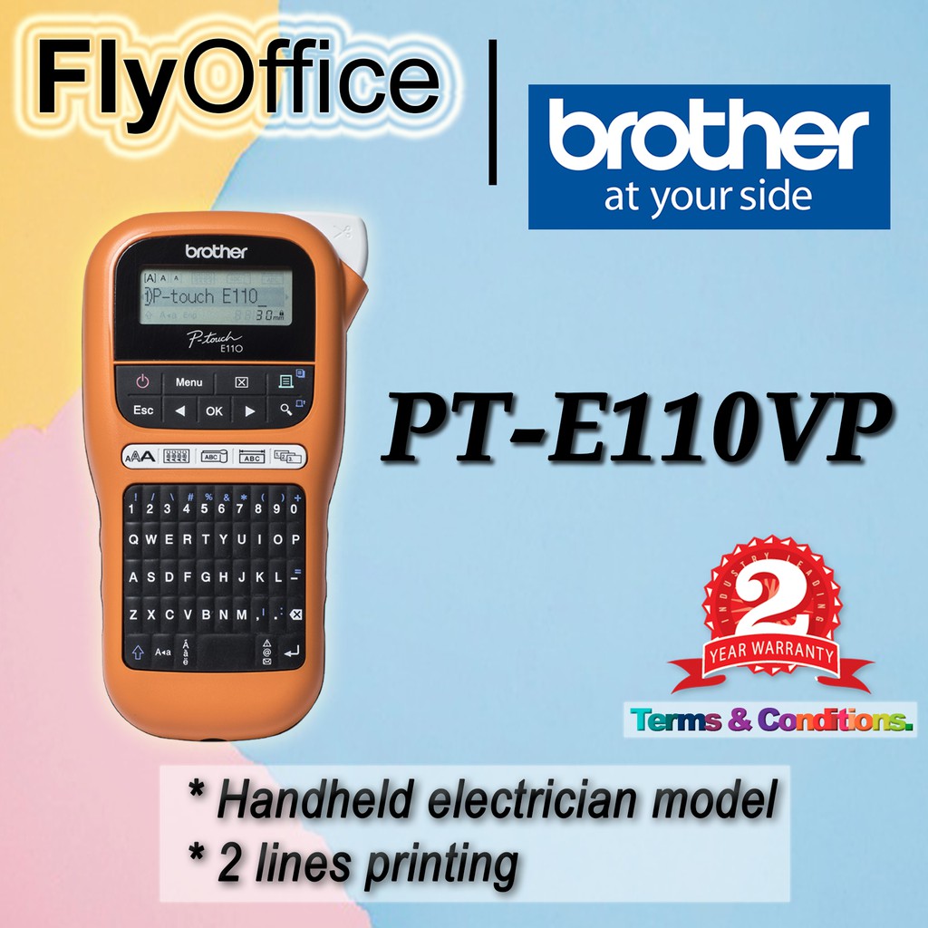 Brother PTouch PTE110VP Handheld Portable Electrician Labeling