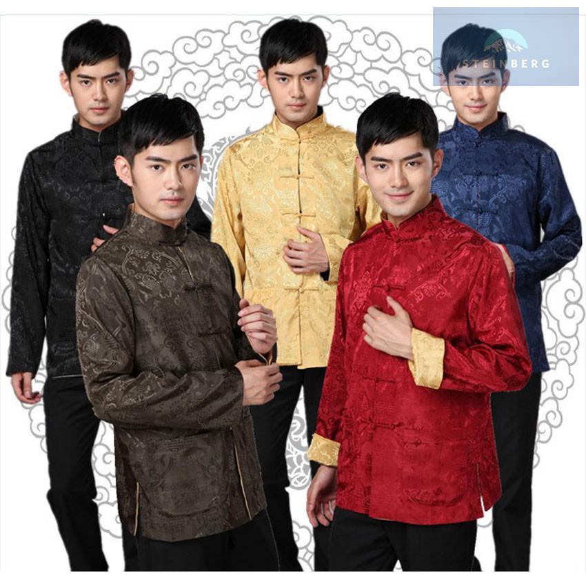 CNY Chinese New Year Cheongsam Chinese Traditional Costumes Men Shirt Wedding Party Wear Chinese New Year Kungfu Clothing Full Sleeve Both Sides Shirt Shopee Malaysia