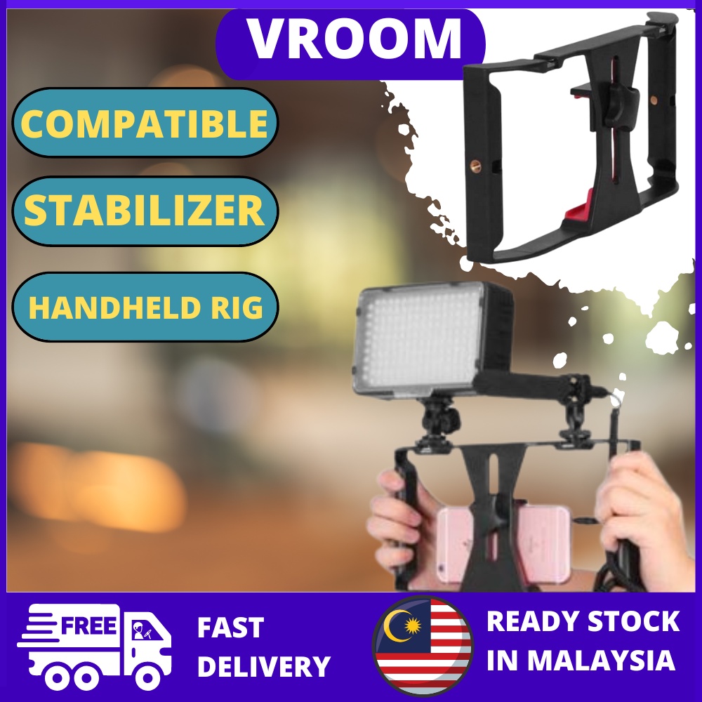 Selens Handheld Rig Stabilizer For Mobile Phones - Camera Holder With Double Hot Shoe, Black Or Pink
