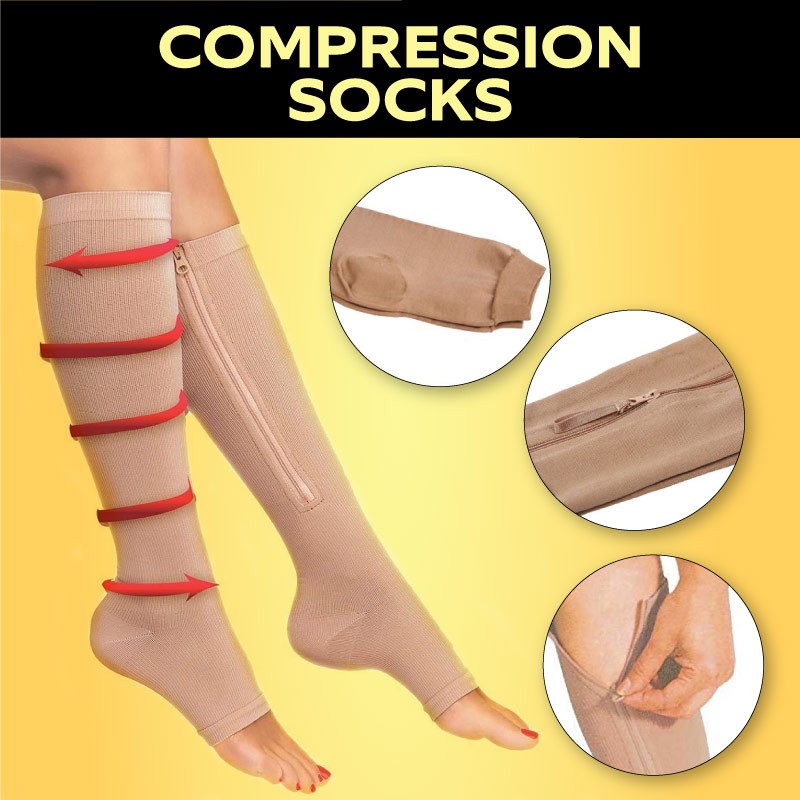 Zipper Sock Compression Stockings With Open Toe For Men & Women Designed Increase  Blood Circulation