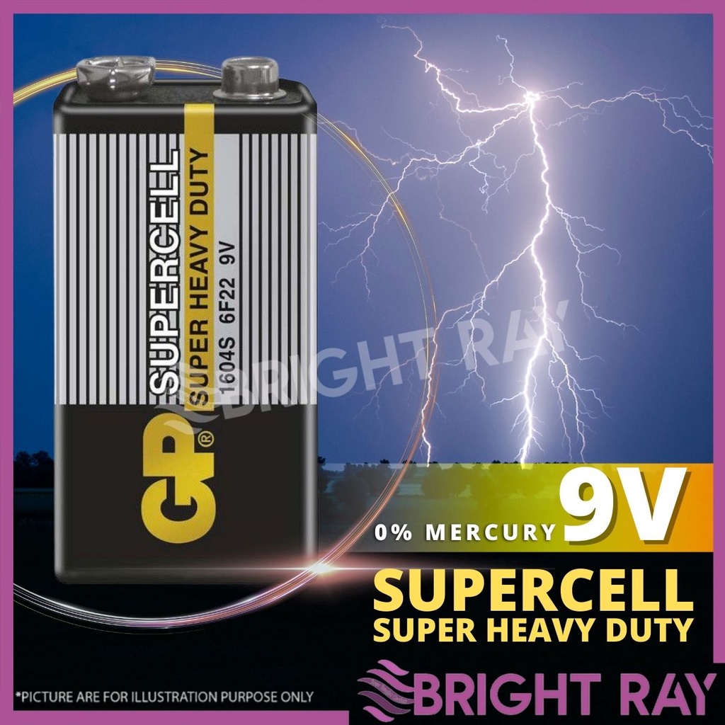 [ 1PC ] ORIGINAL GP 9V GP SUPERCELL Super Heavy Duty Battery Long