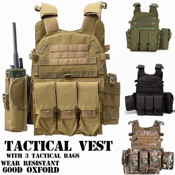 Tactical Vest Waterproof Military MOLLE Vest Multi-function Lightweight ...