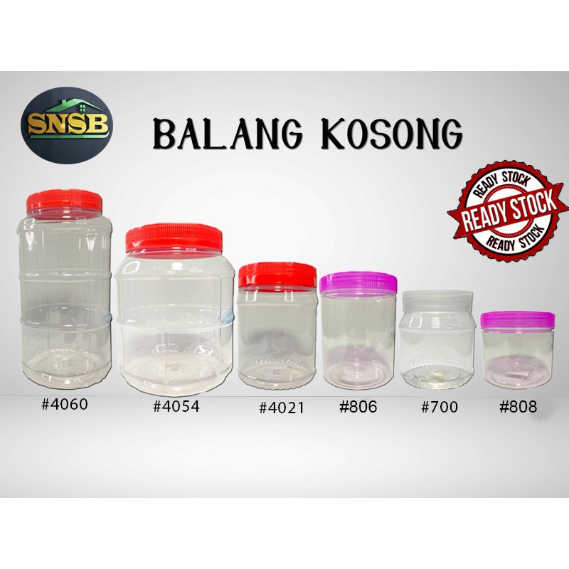 Balang kosong /Balang Kuih Plastik /Balang Biskut / Balang Tutup Merah ...