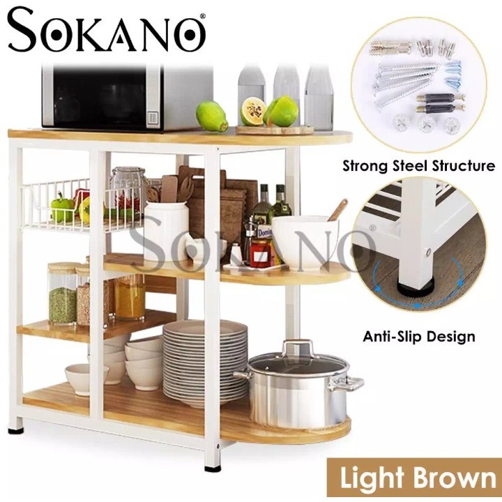 Wooden Kitchen Rack Kitchen Organizer with Steel Rack Rak Dapur ...