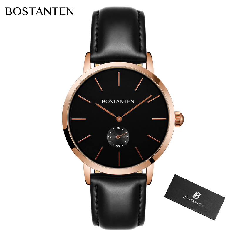 Bostanten Men s Watch Ultra Thin Quartz Leather Men s Watch Quartz