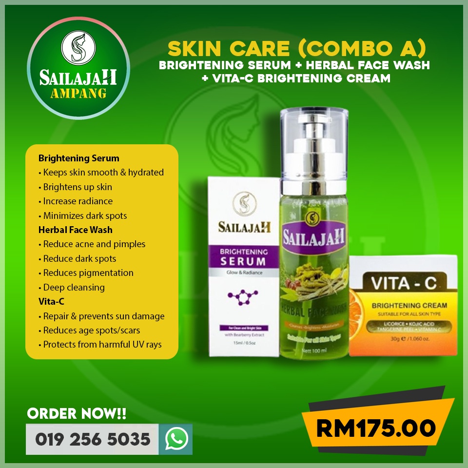 SAILAJAH SKINCARE COMBO A (Herbal Face Wash100ml + Brightening Serum