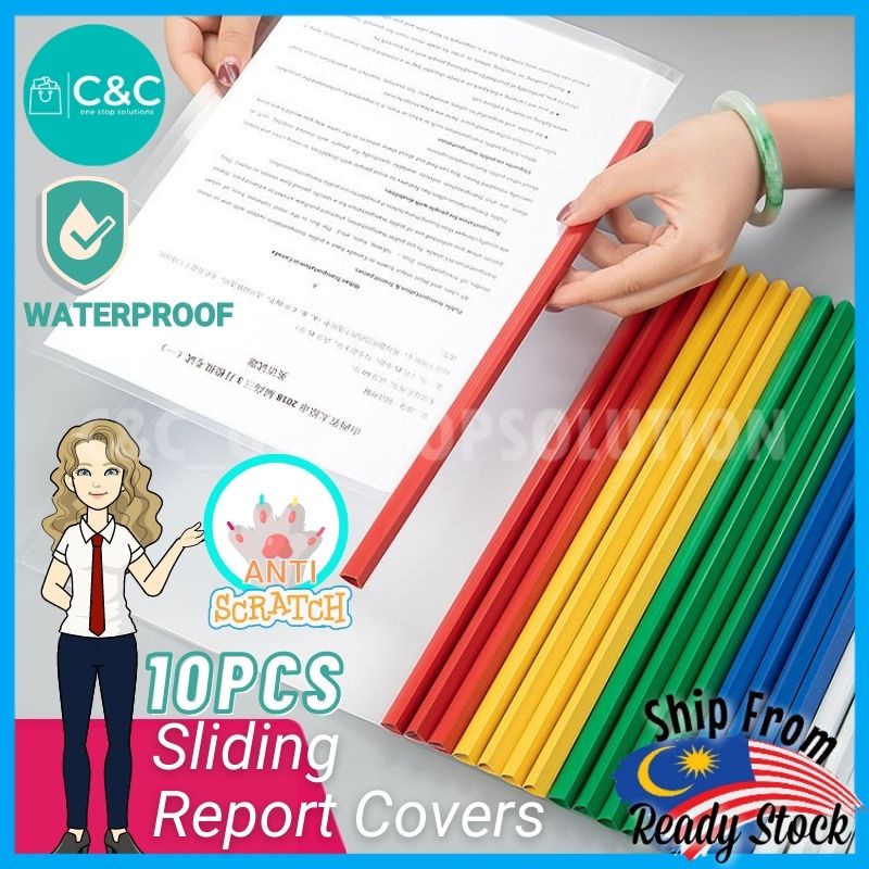 C&C 10 PCS A4 Sliding Bar Binder Transparent Report Covers Folder for