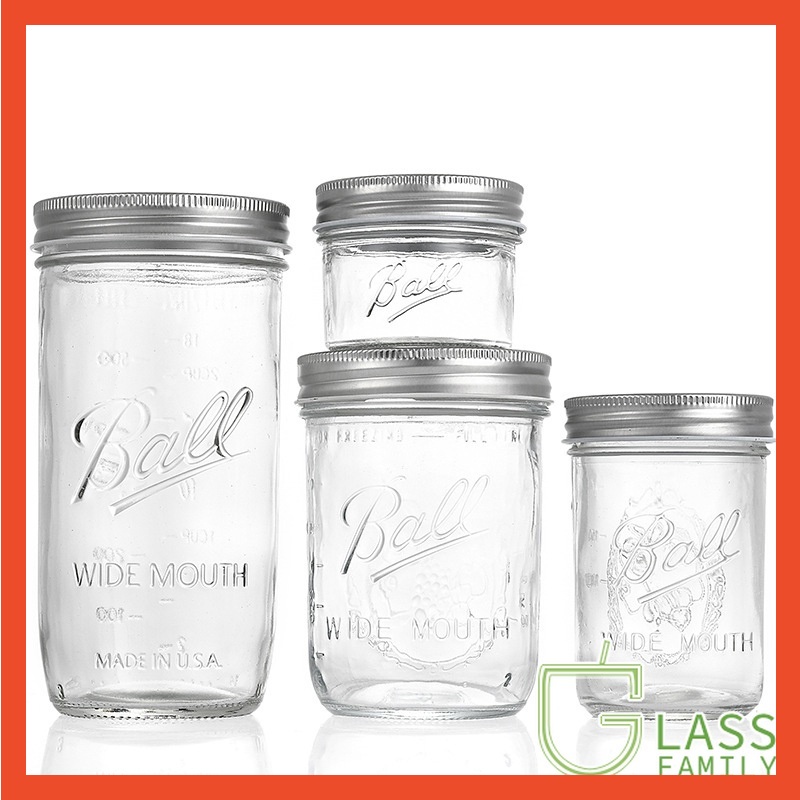 GF Ball Mason Jars with Airtight Lids Wide Mouth & Standard Mouth Glass ...