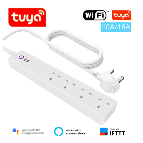 Sammenlignelig Afrika bakke Tuya Smart Power Strip UK Standard WiFi Power Bar Multiple Outlets Extension  Cord USB Control App Voice Control 16A | Shopee Malaysia