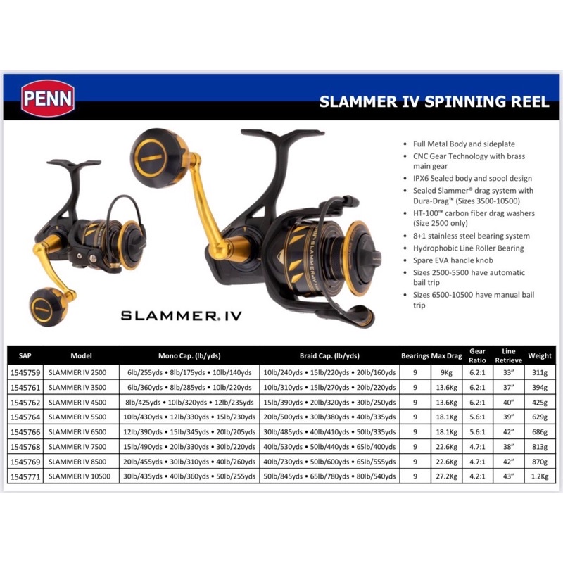 PENN SLAMMER IV-4 SPINNING 3500, Sports Equipment, Fishing on
