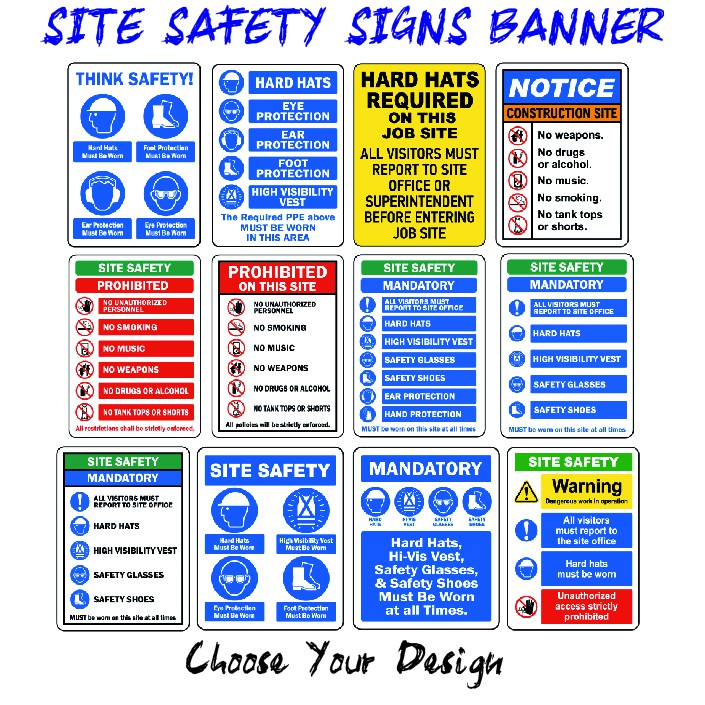 SITE SAFETY SIGNS BANNER (Readystock) For Outdoor Use (Waterproof item ...