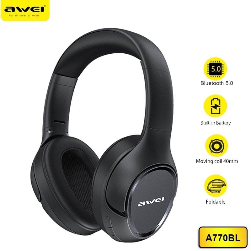 Awei A770BL Sport Wireless Stereo Headset BT Gaming Headphone With Mic ...