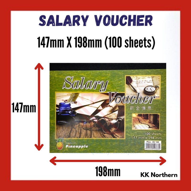 Pineapple Salary Voucher 100 Sheets Buku Baucer Gaji / Slip Gaji / Salary Book 薪水单 Payslip Pay