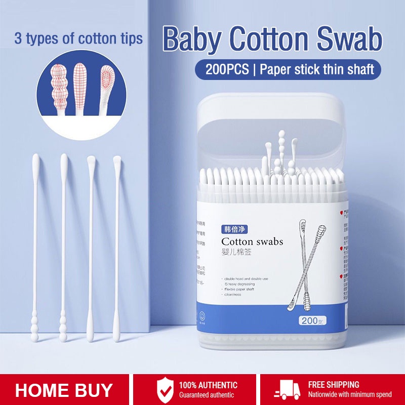 200Tips Baby Cotton Swabs Oral Cleaner Cotton Bud Baby for Clean Eye