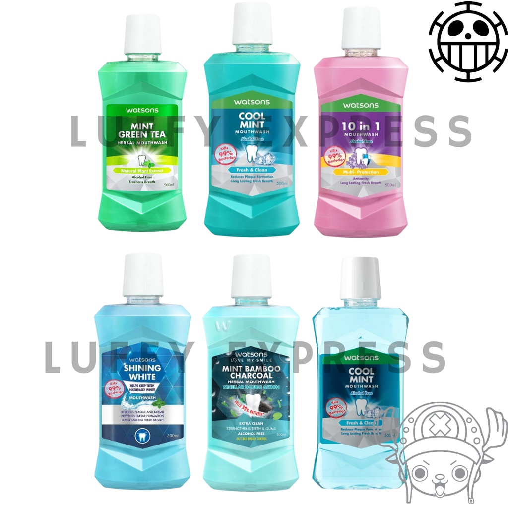 Watsons Mouthwash Cool Mint/Freshmint/Bamboo Charcoal / 10 in 1 ...