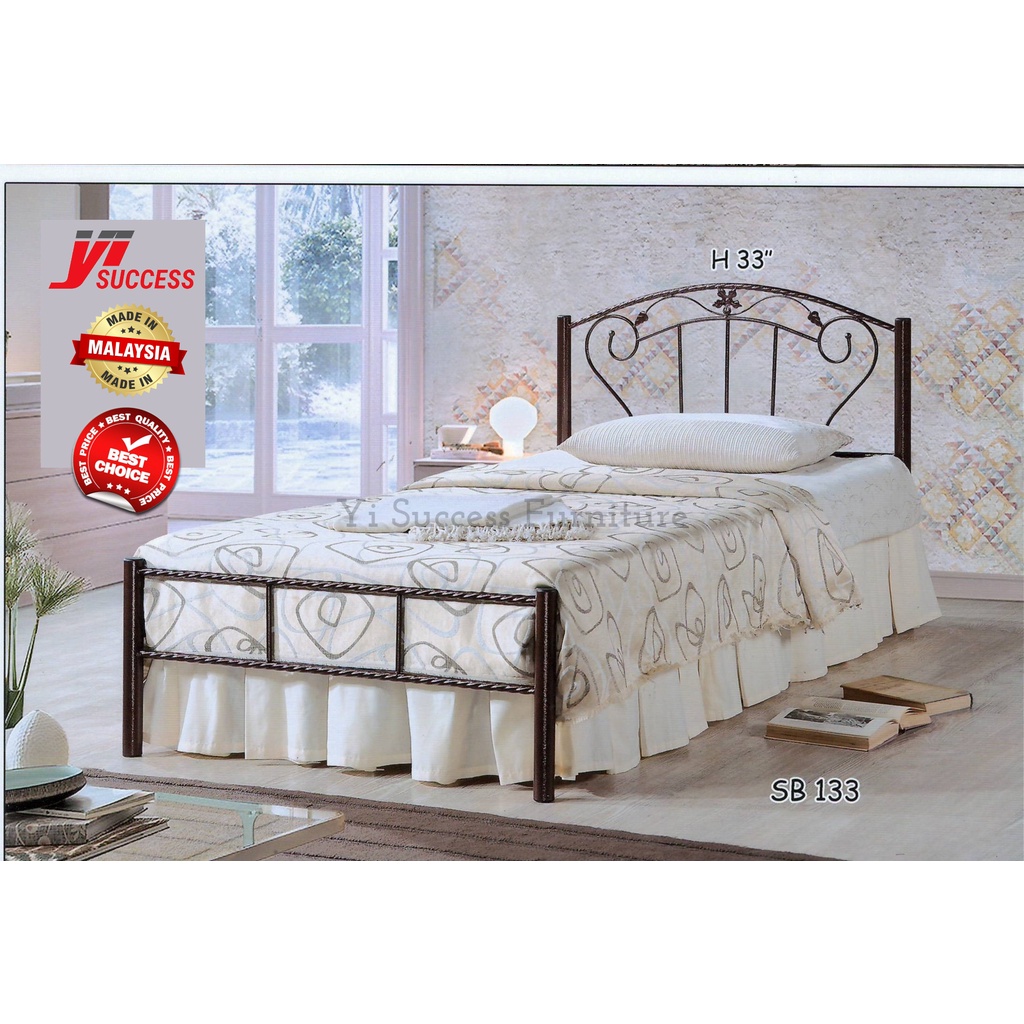 Yi Success Lilium Design Metal Single Bed Frame / Wooden Post Metal Bed ...