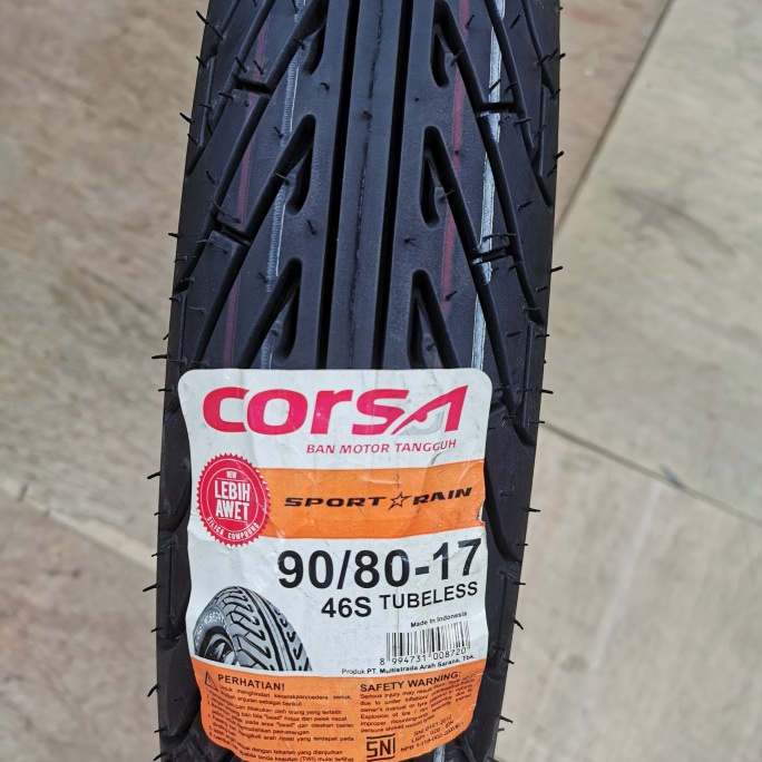 TAYAR CORSA SPORT RAIN TIUBLESS TYRE LC135 LAGENDA FZ150 Y15 Y16 RS150
