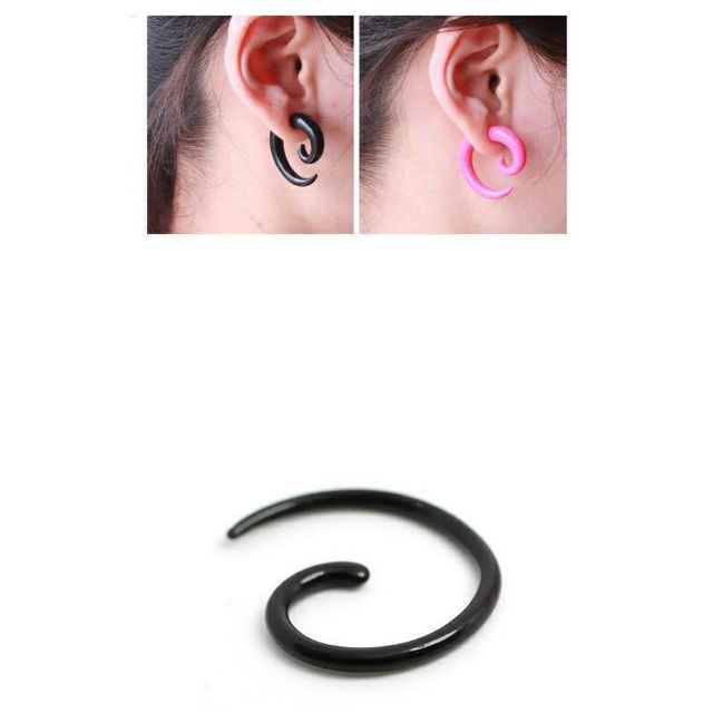 Acrylic Black Spiral Snail Taper Ear Flesh Tunnel Stretcher Expender ...