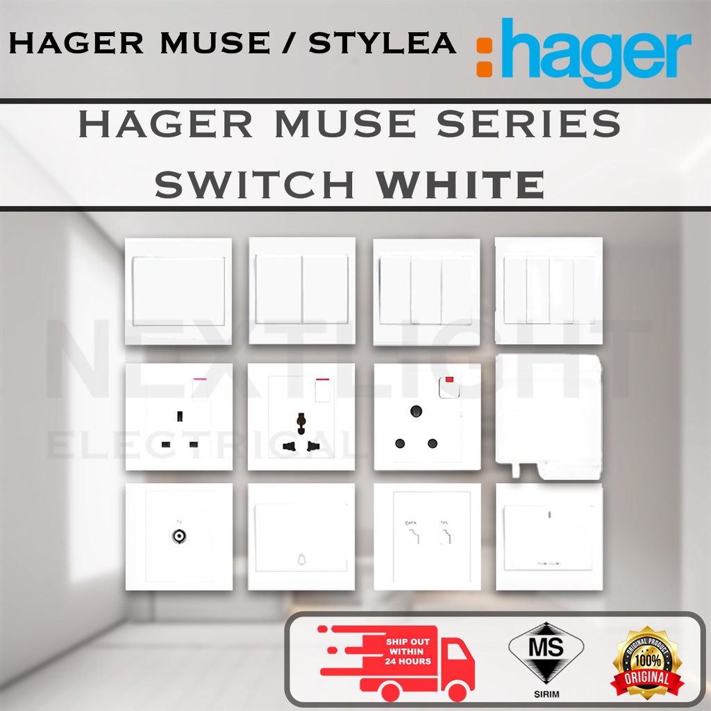 Hager Stylea Switch Socket 13a 15a20a 1234 Gang 1 Way 2way Water