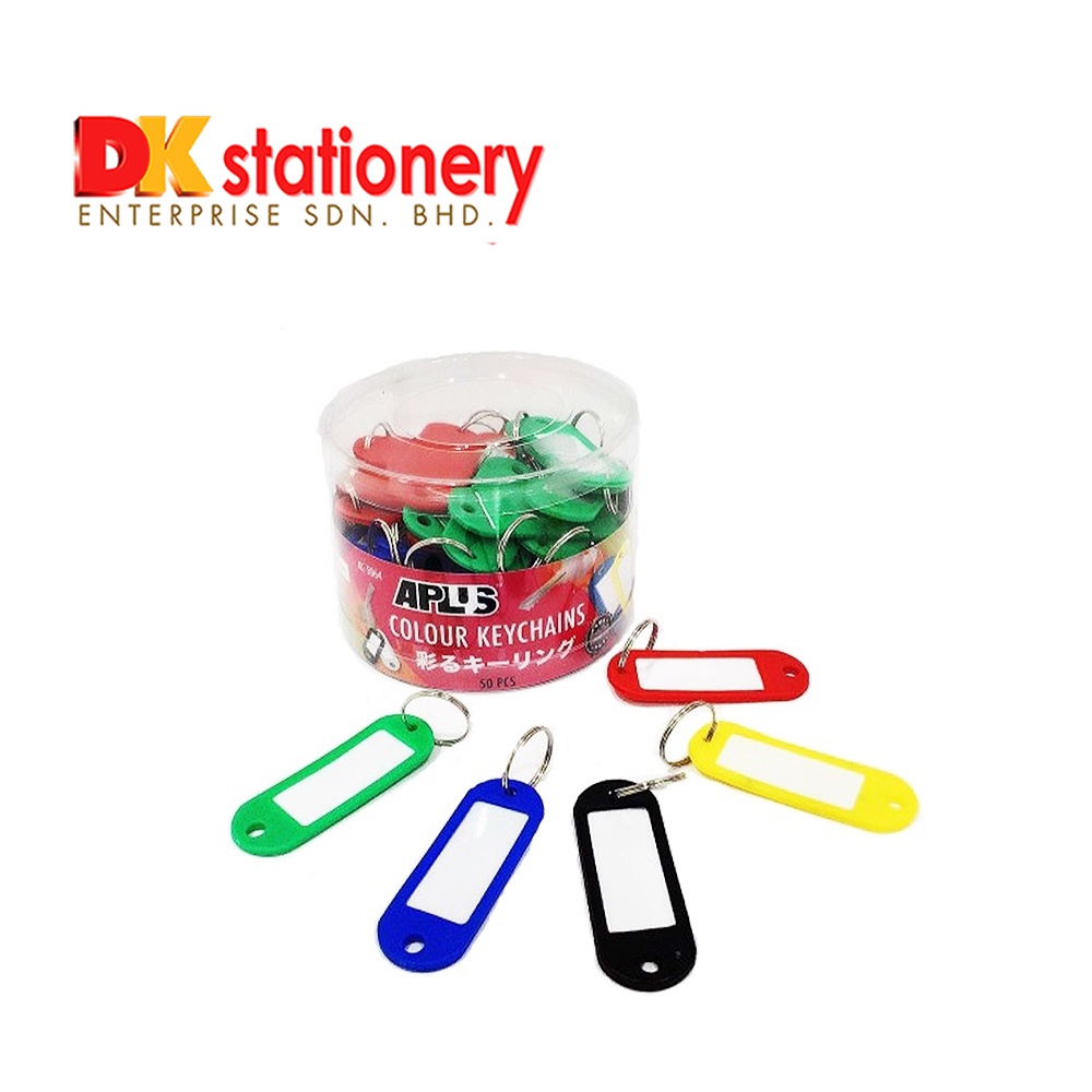 Aplus KC-5064 Plastic Key Chain with Label Tag – 50pcs (Assorted Colors ...